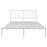 Metal Bed Frame without Mattress with Headboard White 140x190cm 350931