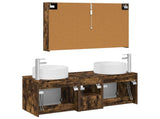 Bathroom Cabinet Set 4 pcs Smoked Oak Engineered Wood 3406587