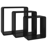 Wall Cube Shelves 3 pcs Black MDF 323953