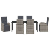 Garden Dining Set with Cushion 7 pcs Grey Poly Rattan 3379504