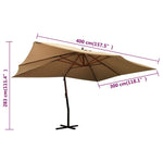 ZNTS Cantilever Garden Parasol with Wooden Pole 400x300 cm Taupe 318431