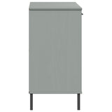 Sideboard with Metal Legs Grey 113x40x77 cm Solid Wood OSLO 351019