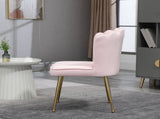 Shell Dining Chairs Set of 2, Upholstered Kitchen Chairs with Gold Metal Legs and Backrest, Velvet T3398P377926