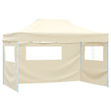Foldable Tent with 3 Walls 3x4.5 m Cream 44972