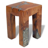 Stool Solid Teak Wood and Resin 243470