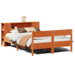 Bookcase Bed without Mattress Wax Brown 150x200 cm King Size Solid Wood Pine 3322947