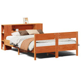 Bookcase Bed without Mattress Wax Brown 150x200 cm King Size Solid Wood Pine 3322947
