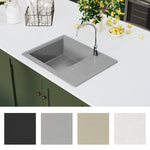 ZNTS Kitchen Sink with Overflow Hole Oval Grey Granite 147102