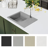 ZNTS Kitchen Sink with Overflow Hole Oval Grey Granite 147102