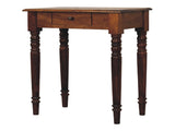 Solid Wood Chestnut Turned Leg Writing Desk, 1 Drawer, Dark Brown B2743P403471