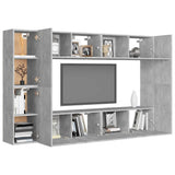 8 Piece TV Cabinet Set Concrete Grey Engineered Wood 3079089