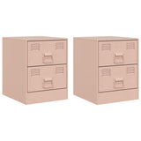 Bedside Cabinets 2 pcs Pink 34.5x39x44 cm Steel 841622