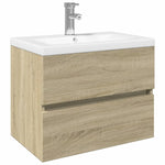 ZNTS 2 Piece Bathroom Furniture Set Ceramic and Engineered Wood 3307662