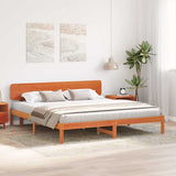 Bed Frame with Headboard Wax Brown 180 x 200 cm Solid Pine Wood 872097