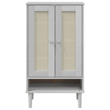 Shoe Cabinet SENJA Rattan Look White 59.5x35x107 cm Solid Wood 358050
