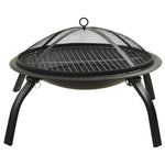 ZNTS 2-in-1 Fire Pit and BBQ with Poker 56x56x49 cm Steel 313352