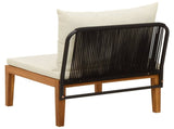 Garden Middle Sofa with Cushions Solid Acacia Wood & Rope 42022063