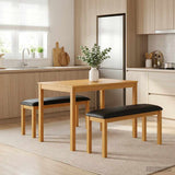 Dining Set 3 pcs Black Solid Oak Wood 3430274