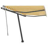 Freestanding Manual Retractable Awning 350x250 cm Yellow/White 3069718