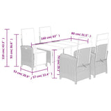 5 Piece Garden Dining Set with Cushions Grey Poly Rattan 3212615