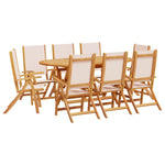 ZNTS 9 Piece Garden Dining Set Solid Wood Acacia and Textilene 3279271