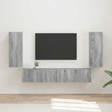 TV Wall Cabinet Set 4 pcs Grey Sonoma Engineered Wood 3408922