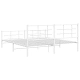 Metal Bed Frame without Mattress with Footboard White 183x213cm 355633