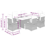 7 Piece Garden Dining Set with Cushions Grey Poly Rattan 3212701