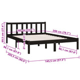 ZNTS 810086 Bed Frame without Mattress Black Solid Wood 140x200 cm