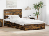 Bed Frame with Drawer Smoked Oak 90 x 200 cm Engineer Wood 3411861