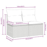 2 Piece Garden Sofa Set with Cushions Grey Poly Rattan Acacia 3325237