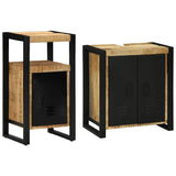 Bathroom Furniture Set 2 pcs Brown and Black Solid Mango Wood 3305600