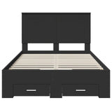 Bed Frame with Headboard Black 135 x 190 cm Engineered Wood 3409659