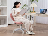 Armless Heart Computer Desk Chair, Teddy Fleece Swivel Office Chair, Makeup Vanity Chair with Height T3398P329890