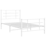 Metal Bed Frame without Mattress with Footboard White 100x200cm 355623