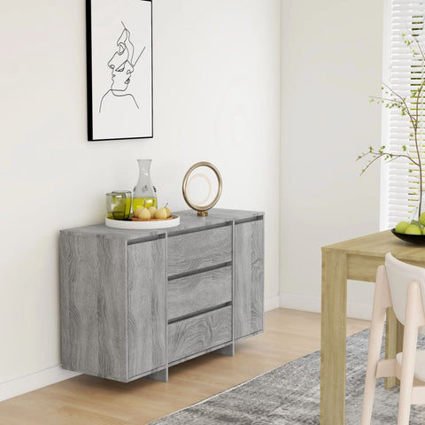 ZNTS Sideboard with 3 Drawers Grey Sonoma 120x41x75 cm Engineered Wood 813063