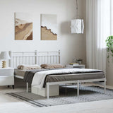 Metal Bed Frame without Mattress with Headboard White 135x190cm 373739