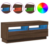 TV Cabinet with LED Lights Brown Oak 100x35x40 cm 815722