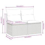 2 Piece Garden Sofa Set with Cushions Black Poly Rattan Acacia 3325233