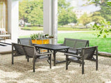 5 Piece Wooden Garden Set for 6, Outdoor Conversation Set with 2 Armchairs, 2 Loveseats and T3398P377595