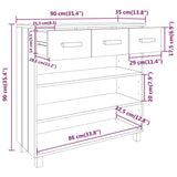 Console Table HAMAR White 90x35x90 cm Solid Wood Pine 340465