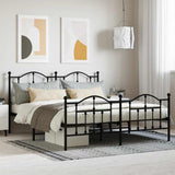 Metal Bed Frame without Mattress with Footboard Black 160x200cm 353460