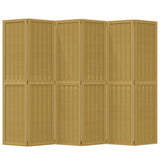 Room Divider 6 Panels Brown Solid Wood Paulownia 358826