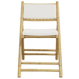 6 Piece Folding Bistro Chairs with Cream White Cushions Bamboo 3208924