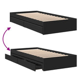 Bed Frame with Drawers without Mattress Black 75x190 cm Small Single 3280714