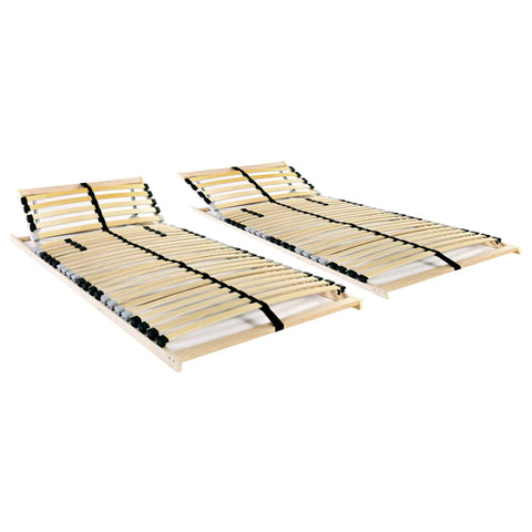 Slatted Bed Bases without Mattress 2 pcs with 28 Slats 90x200 cm 3051430
