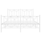 Metal Bed Frame without Mattress with Footboard White 135x190cm 376194