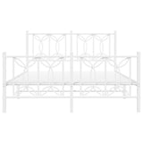 Metal Bed Frame without Mattress with Footboard White 135x190cm 376194