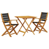 Bistro Set Black and Natural Wood Solid Acacia wood and Polypropylene 3281877
