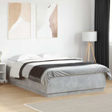 Bed Frame with LED without Mattress Concrete Grey 150x200 cm King Size 3209607